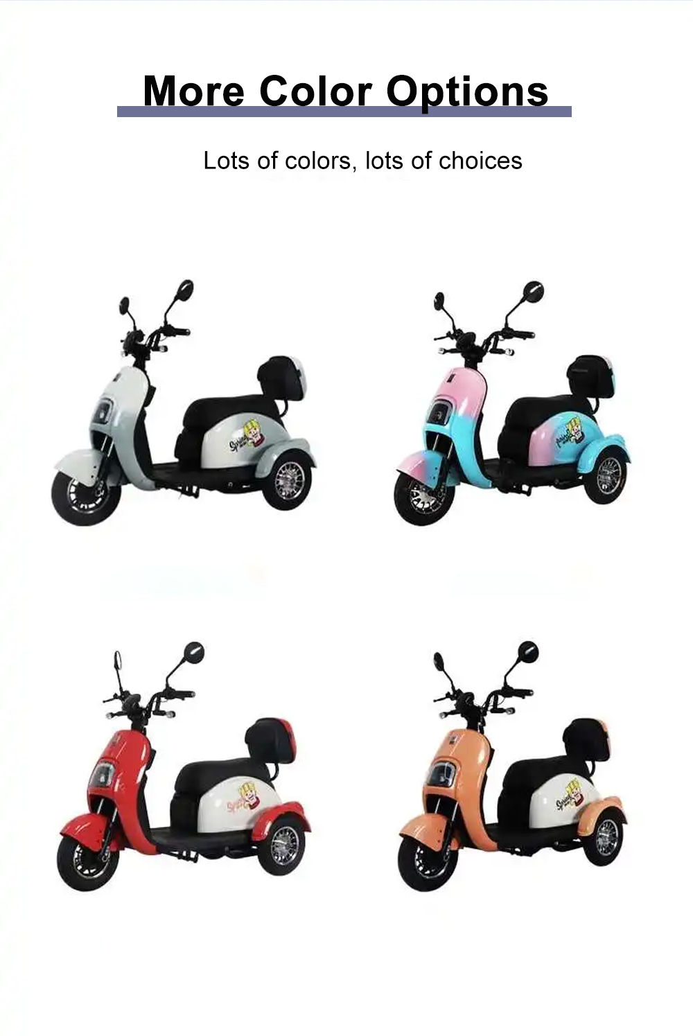 2 Passengers Electric Scooter 3 Wheel Taxi Tricycle Bicycle Car 30-50km Driving Mileage