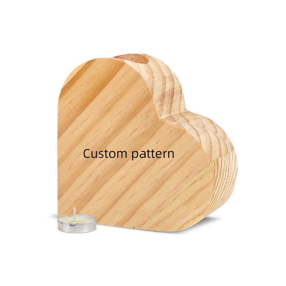 Customizable Sublimation Blank Ambient Wood Candle Holder Heart Shaped