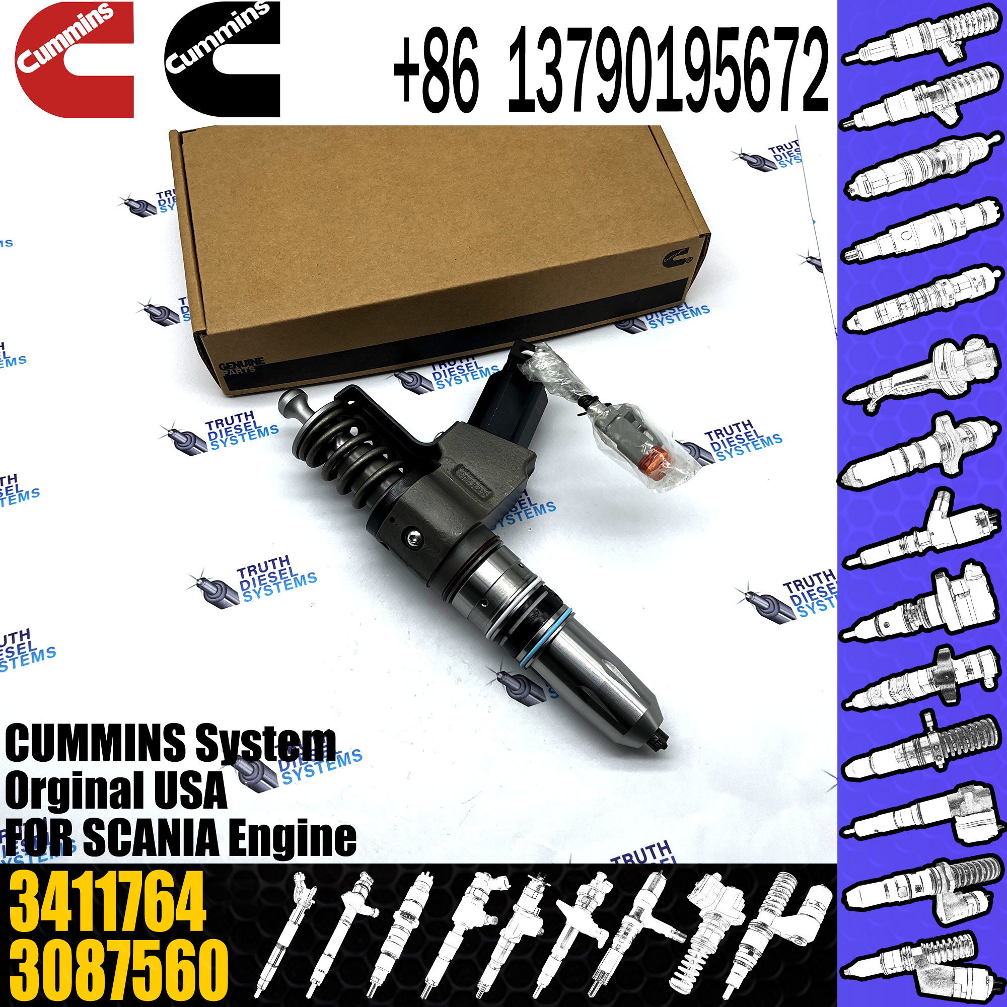 Common rail fuel injector 3411763 3083662 3411764 for generator set diesel engine parts