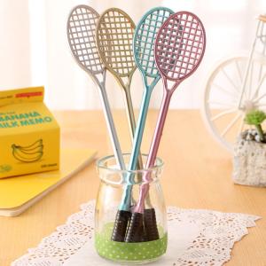 China Badminton Racket Shape Gel Pen 0.5mm Plastic Creative Neutral Pen wholesale