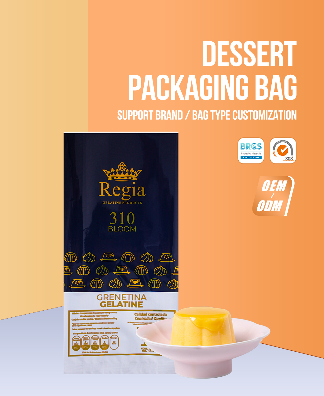 Custom Printed Dessert Packaging Bag Snack Zipper Food Packaging Pouch Chocolate Chip Cookie Packing Bag