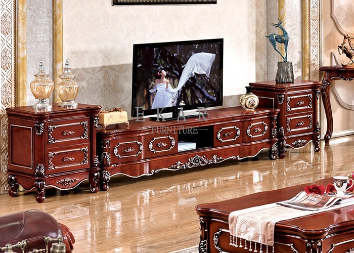 European classical style wooden display cabinet tv stand
