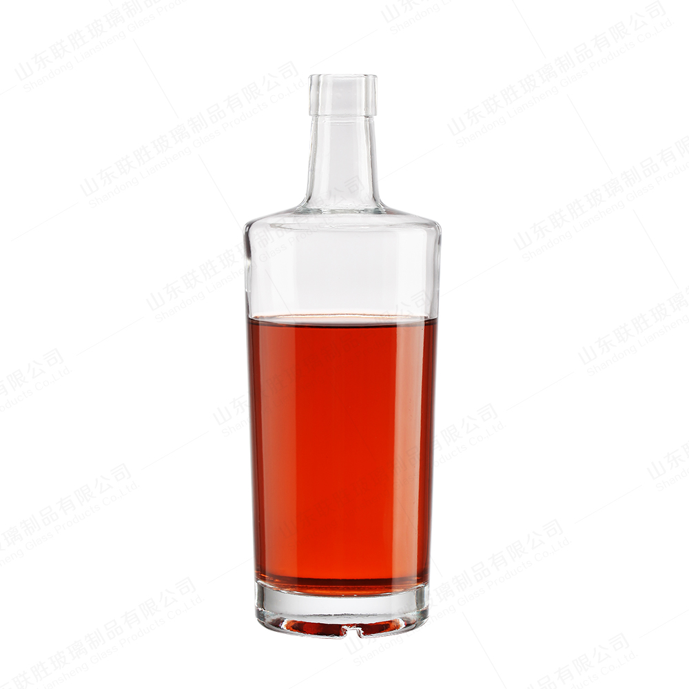 Collar Material Glass 700ml 750ml Thick Bottom Glass Whisky Liquor Bottle for Tequila