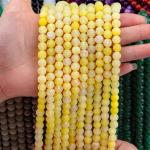Yellow Weathered Agate Round Semi Precious Beads Loose Bead Strands For DIY