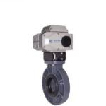 Electric Plastic PVC Butterfly Valve Flange Pattern Straight Through Type