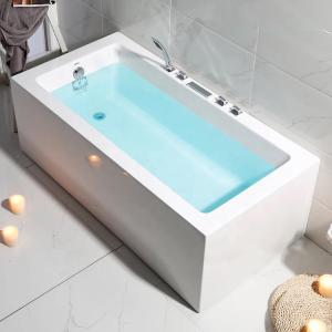 China White Acrylic Rectangular Freestanding Soaking Tub Hotel Apartment Project wholesale