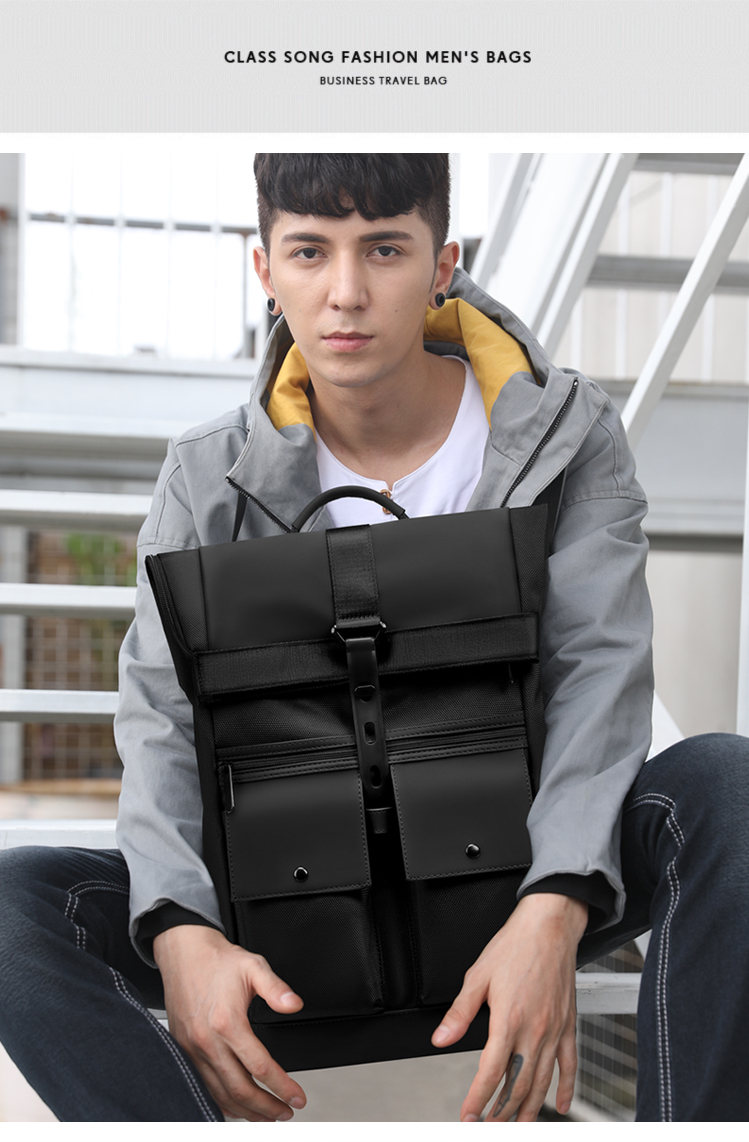 1680D Polyester College Sports Waterproof Business Backpack Solid Color