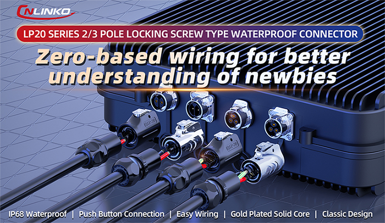 Cnlinko LP 20 2 Pin Plastic and Metal Aviation Connectors Wiring Screw Ip68 Waterproof Cable Connector