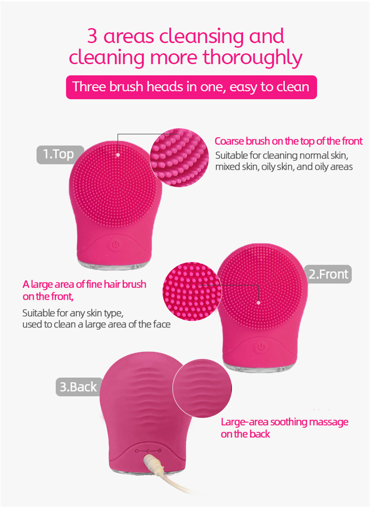 High Frequency Vibration Full Silicone Face Cleansing Instrument Sonic Cleansing Instrument Brush