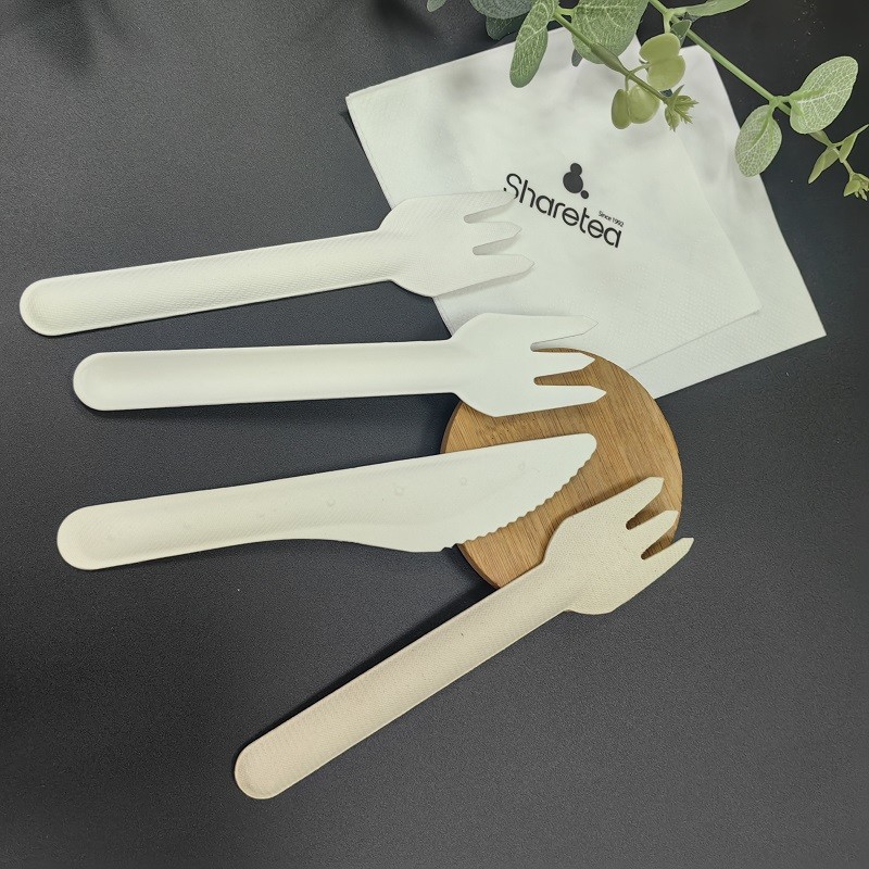Biodegradable Compostable Paper Pulp Knife Fork Cutlery For Packing