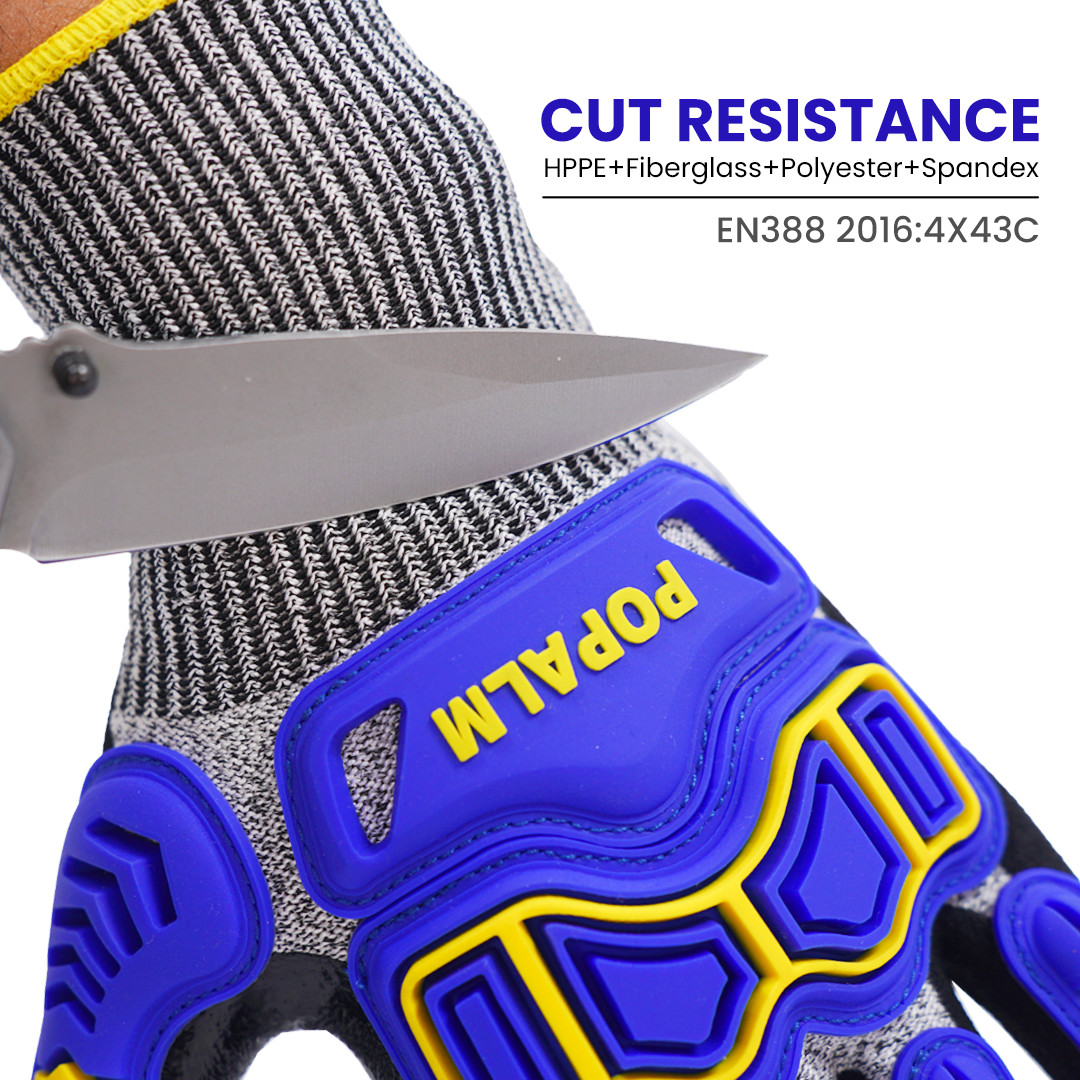 Breathable Oil Field Impact Gloves Non Slip Sandy Nitrile Palm Coated Gloves