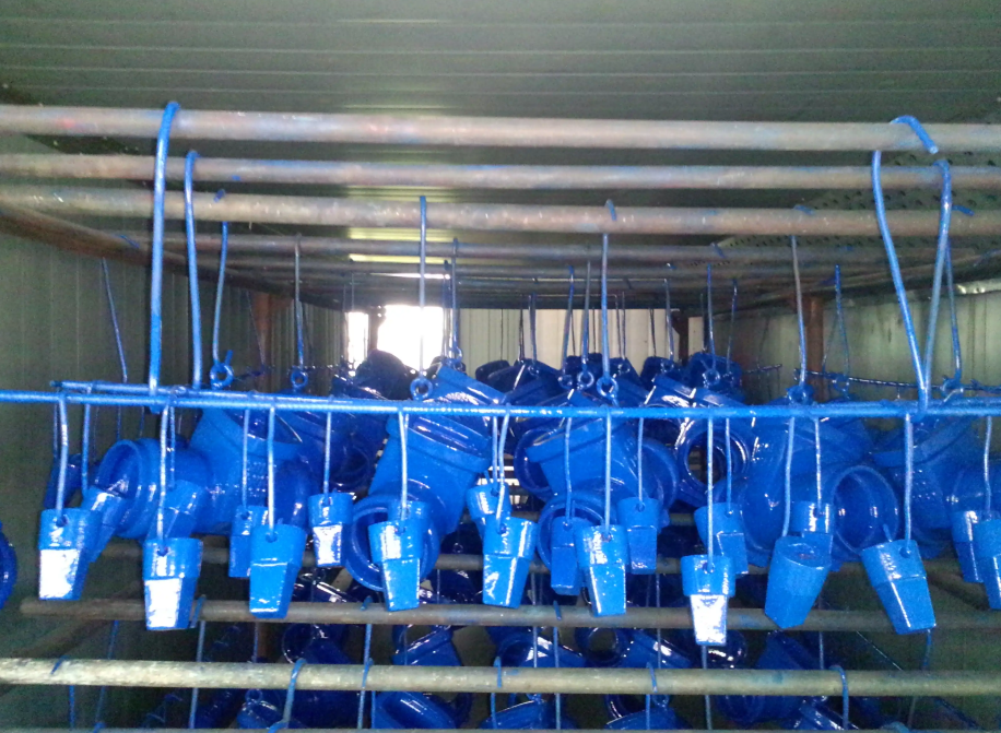 DIN standard ductile iron GGG50 DN50 PN16 socket gate valve with blue color