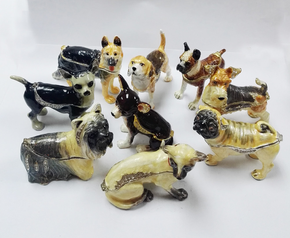 Crown Dog Jewelry Box Metal jewelry box Animal Trinket Box Best Wedding Favors Gifts Trinket Box