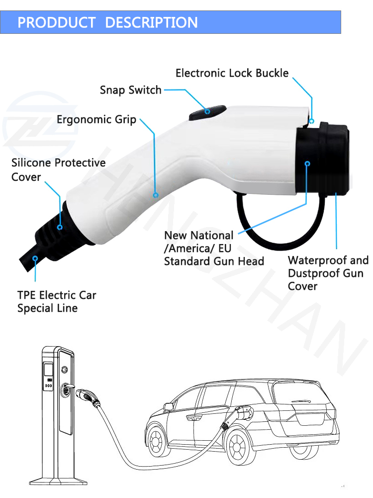 16A Type 1 EV Charging Cable Nema 14-50 Plug Level 2 Sae J1772