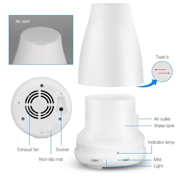 100ml Auto Off Color Changing Plastic Aroma Diffuser