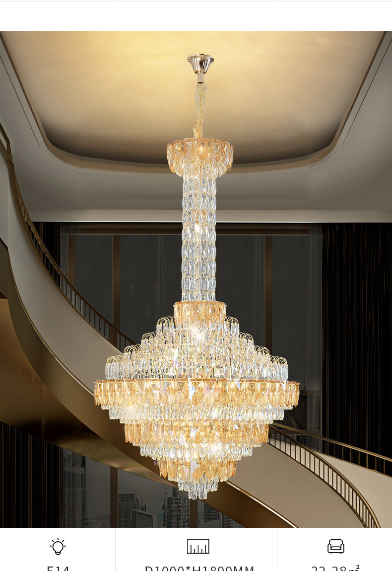 Designer Duplex Building Light Luxury Postmodern Empty Living Room hotel large chandelier(WH-NC-108)