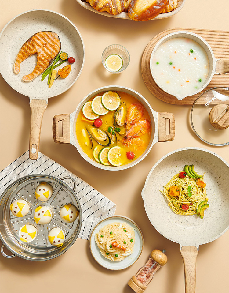Custom Pots And Pans Maifan Stone Non-stick Coating Nonstick Kitchen Ware Cookware Sets Aluminum Cooking Pots Sets