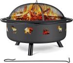Outdoor Garden Wood Charcoal Heating Stove With Fireplace Poker Black