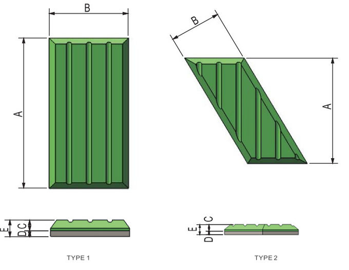 154*101*34mm Heavy Duty Buckets 63HRC Laminated Skid Blocks