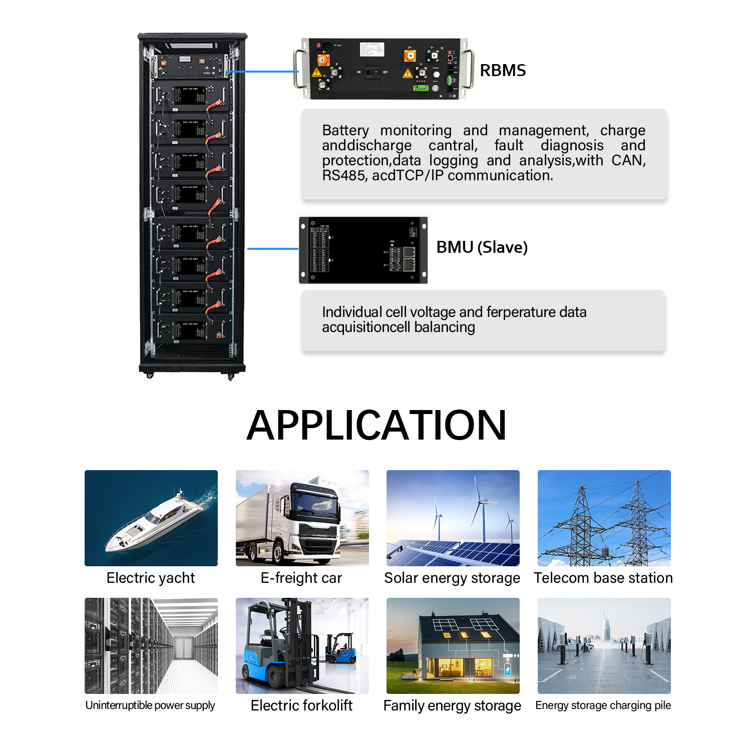 384V±192V 125A High Voltage BMS Power Solution Battery Management System Mid-Line BMS for UPS Center Tap Lithium Battery