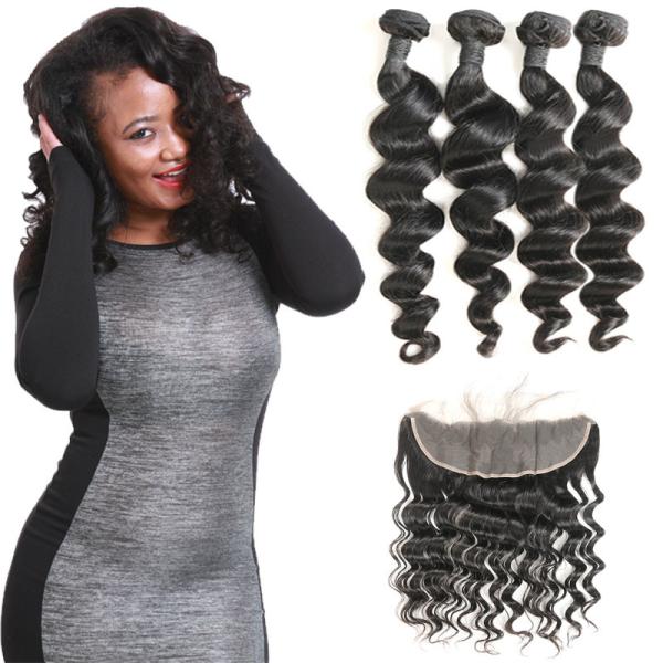 Quality Waterproof Brazilian Natural Hair Extensions Loose Wave Lace Frontal Closure for sale