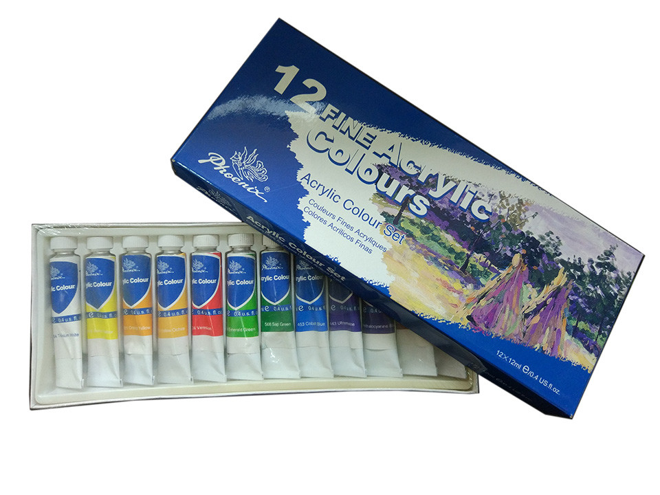 Light - Fastness Acrylic Colour Set Art Painting Colours 12 X 12ml Tubes