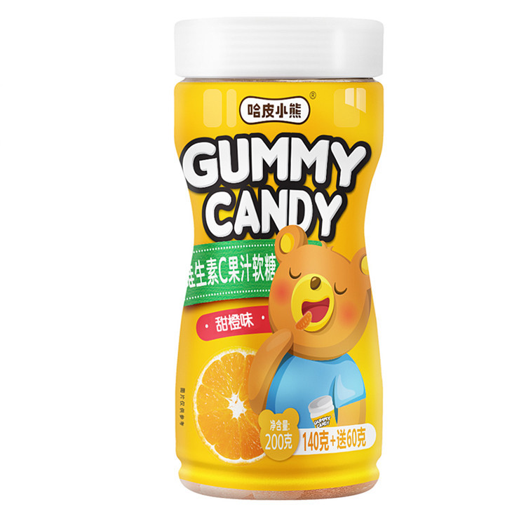 Oil Coating Fruit Shaped Gummy Candy , Chewable Gummy Vitamins Orange Flavor