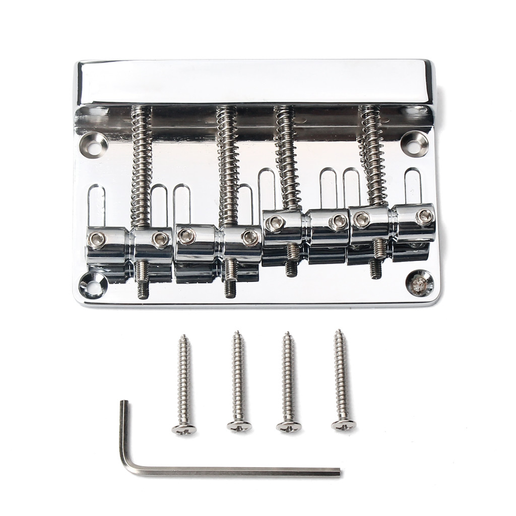 Adjustable 4 String Bass Bridge Tailpiece Saddle Bridge Plate For Electric Guitar
