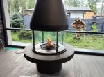 High Style Luxury Glass Art Rotating Fireplace Furniture Carbon High Grade Black
