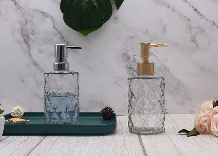 Soap Empty Glass Jars 500ml Hand Sanitizer Bottle With Stainless Steel Pump
