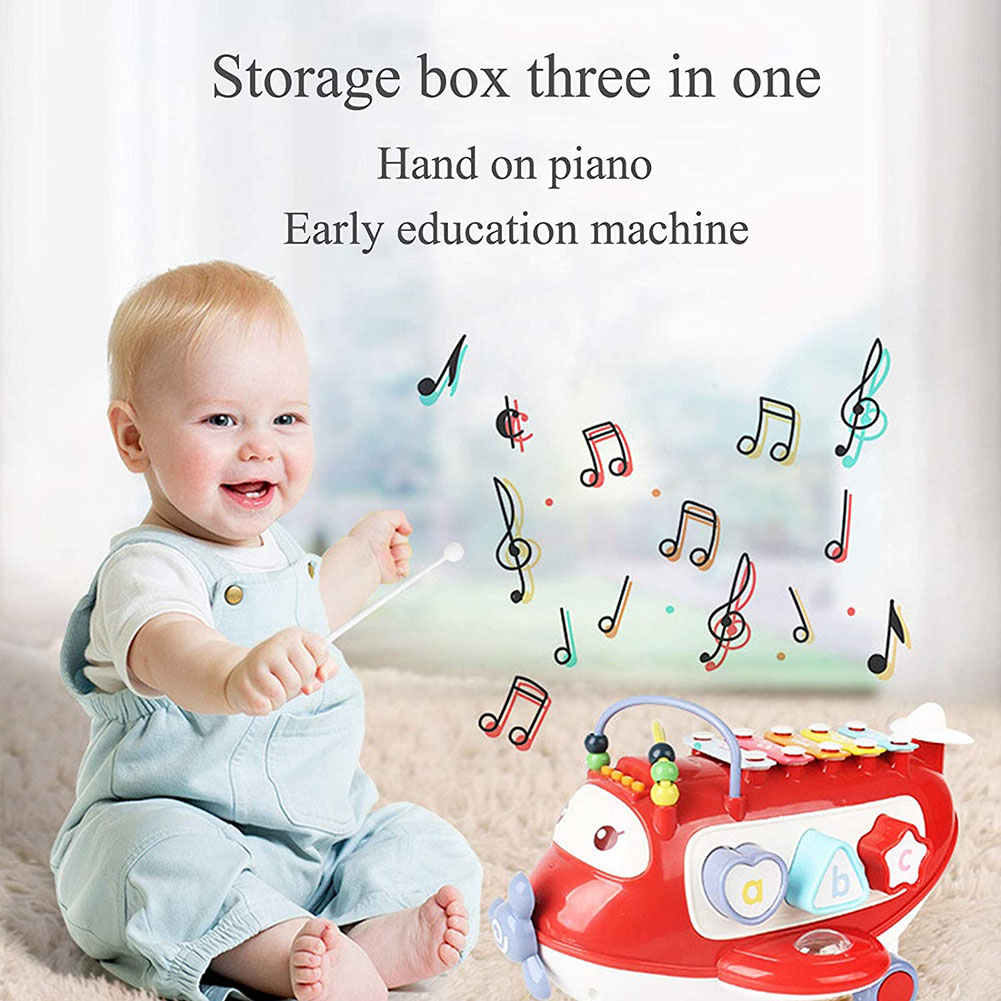 Children's Puzzle Toy Kids Learning Toddler Pull Toy with Piano and Airplane Melodies