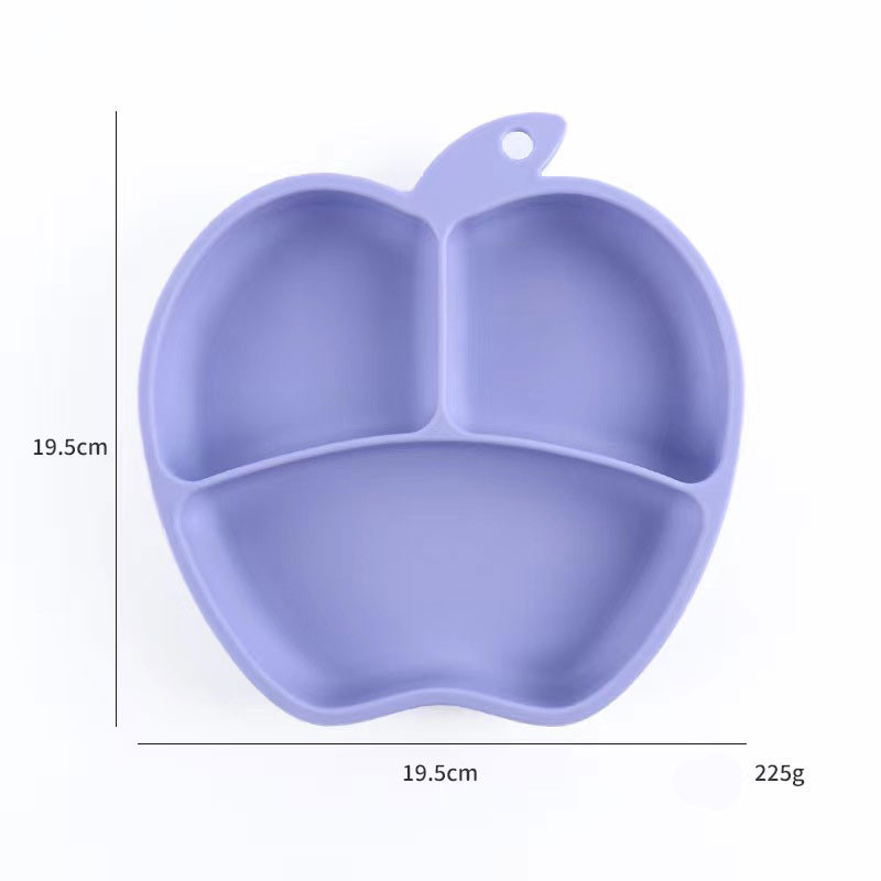 Anti Slip Silicone Dining Plate Integrated Anti Drop Baby Dining Plate Apple Shaped Children Tableware Suction Cup Bowl