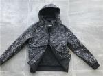 Black Mens Polyester Jacket Coated Printed With Detachable Hood TW58570