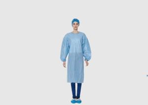 China Dust Proof Blue SMS Surgical Gown , Disposable Surgery Gowns Weight 35g wholesale