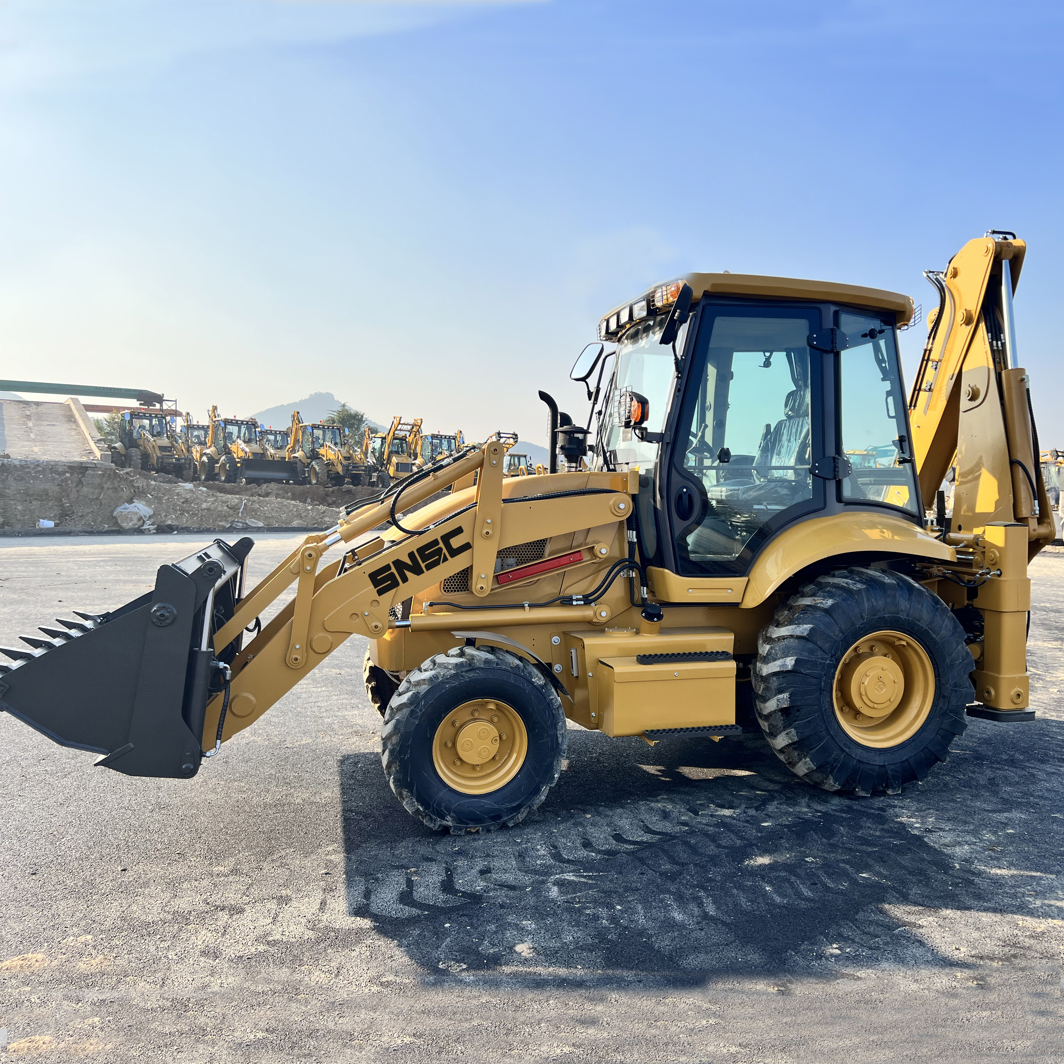 4280mm Max. Digging Depth 4WD Compact Loader Backhoe with Front End Loader and ROPS Cab