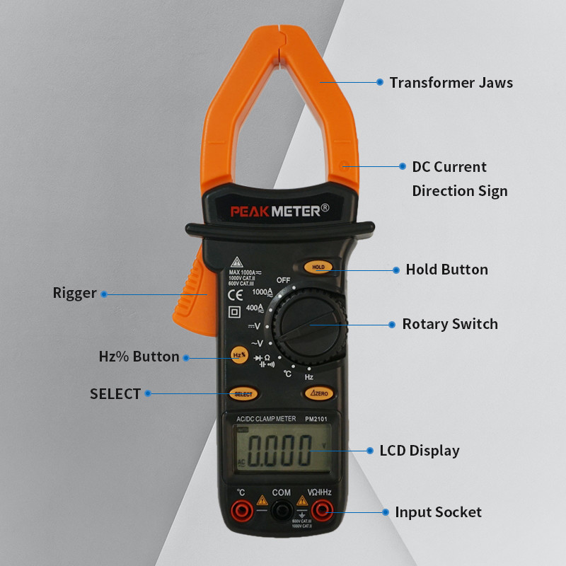 Digital Craftsman Clamp Meter , Manual Range AC / DC Voltage Power Clamp Meter