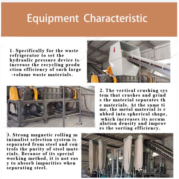 600KG/H Fridge Crush Recycling Machine and Shredder for Electronic Waste Crushing Line