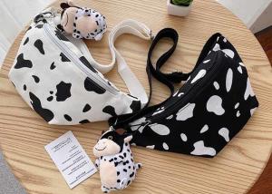 China Korean ins canvas cow print crossbody bag Harajuku girl pair cute student chest bag Fanny pack wholesale wholesale