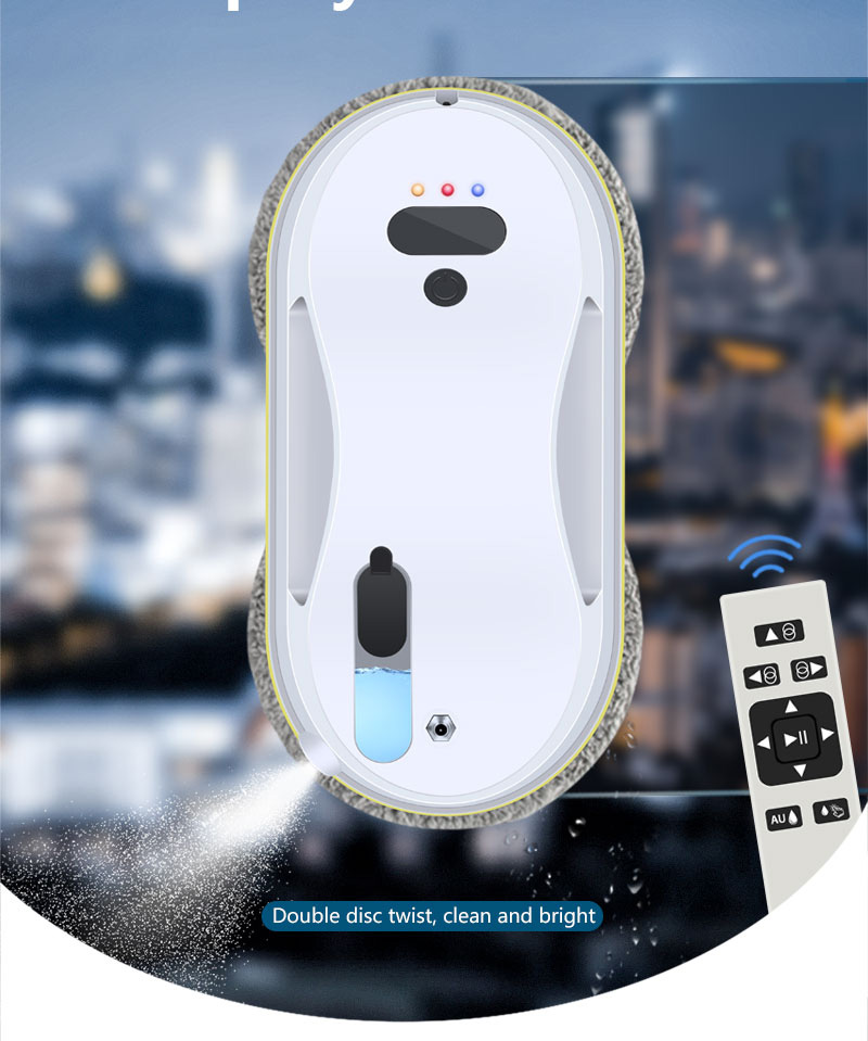 App-Controlled Portable Cordless Glass Cleaning Robot for Window Washing in Household