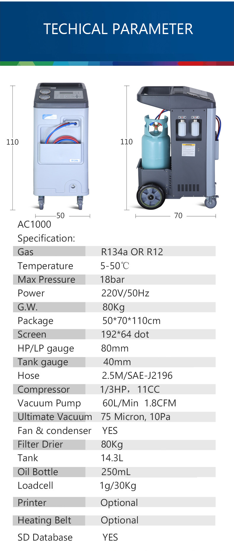 75Micron AC Recovery Unit A/C Service Station Machine R134
