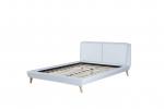 Full Size Platform Bed Linen Fabric Simple Design Solid Wood Frame