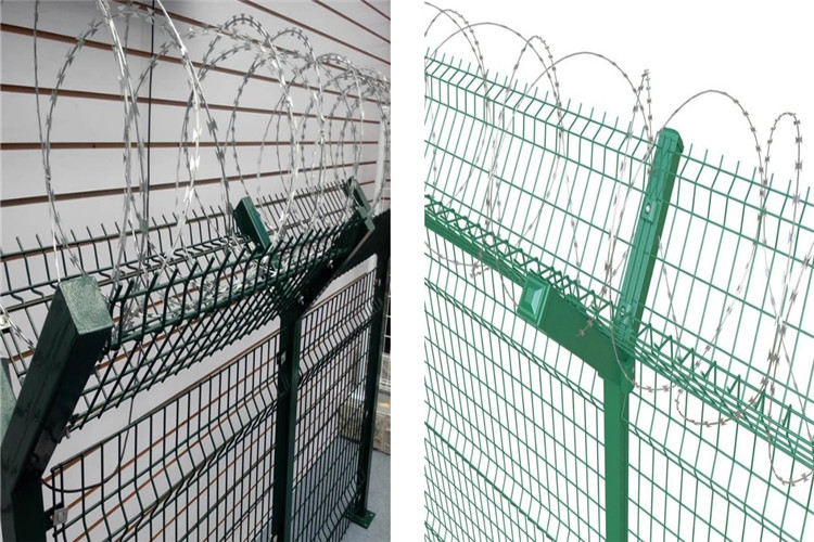 Y Post Airport Security Fencing 50x200mm Welded Razor Wire Mesh