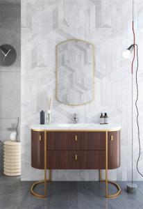 China Modern Curved Stainless Steel Bathroom Vanity Cabinet Formaldehyde Free wholesale