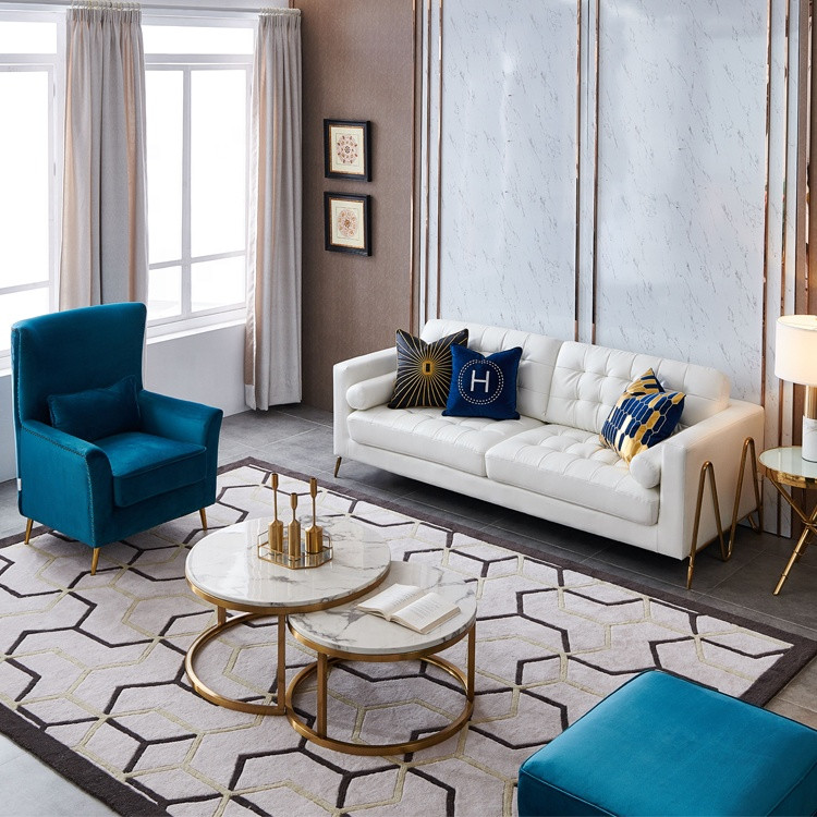 Birch Legs Leather Living Room Sofas PU Italian Design Sofa Sets