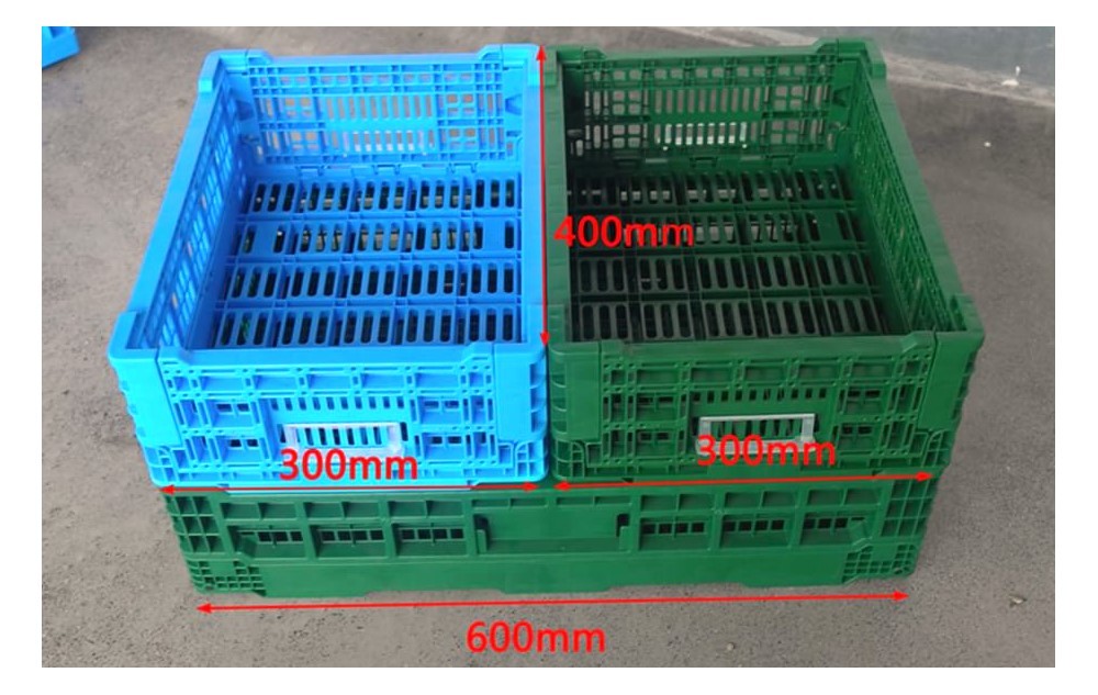 Vegetables Folding Plastic Crate Industrial Fruit Storage Crates 400*300*140mm