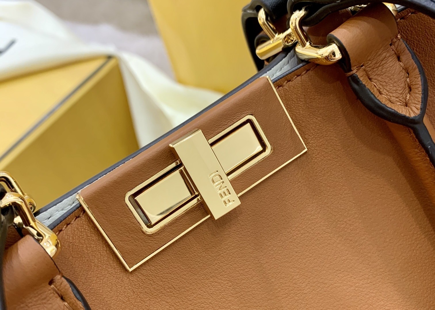 Peekaboo Brown 40cm Tote Shopper Bag Geninue Leather High Capicity