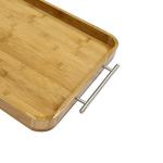 Bamboo breakfast butler serving tray with stainless steel handles