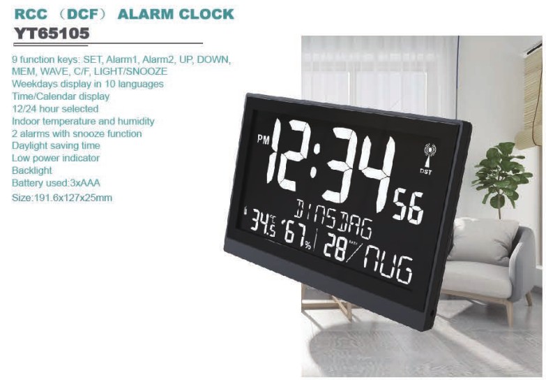 Square Digital LED Wall Clock with Indoor Temperature Humidity Readings 12/24 Hour System