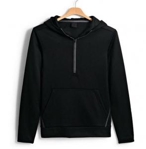 China Fashion Solid Color Kangaroo Pocket Pullover , Cotton 3 4 Zip Hooded Sweatshirt wholesale