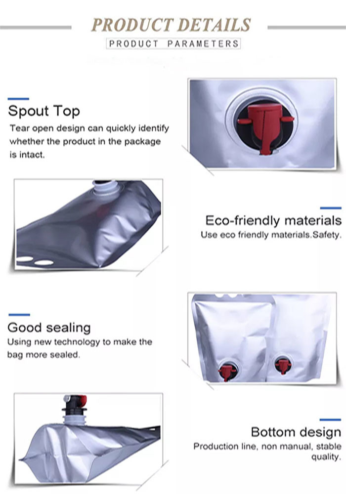 Food Grade Portable Bib Bag In Box Aluminium Foil Spout Pouch With Red Tap / Spigot